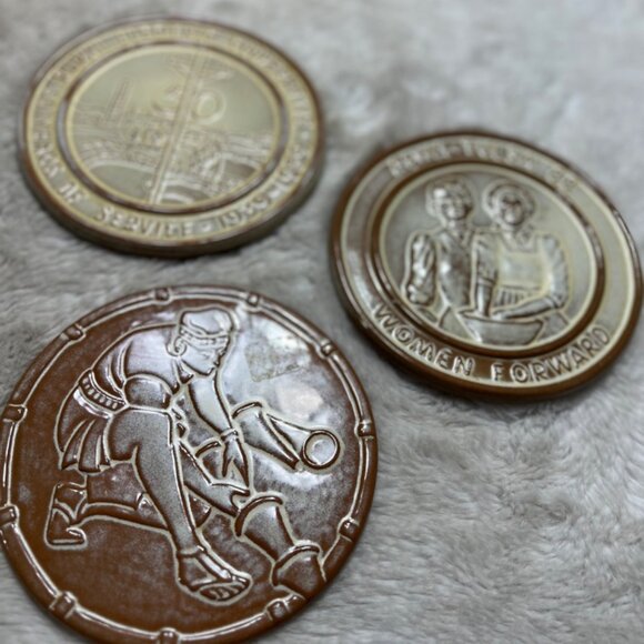 Frankoma Commemorative Ceramic Coasters Set Of 3 - Picture 2 of 6